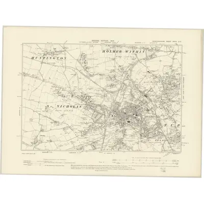 1902 Map of Herefordshire XXXIII.SE, 1905 Print