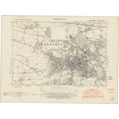 1945 Map of Herefordshire XXXIII.SE, 1953 Print