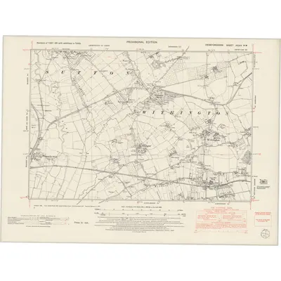 1945 Map of Herefordshire XXXIV.NW, 1953 Print