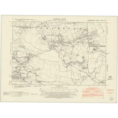 1945 Map of Herefordshire XXXIV.SW, 1952 Print