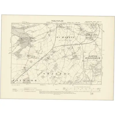 1903 Map of Herefordshire XXXIX.NE, 1905 Print