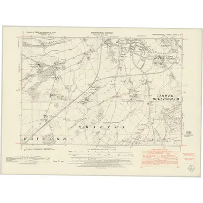 1945 Map of Herefordshire XXXIX.NE, 1953 Print