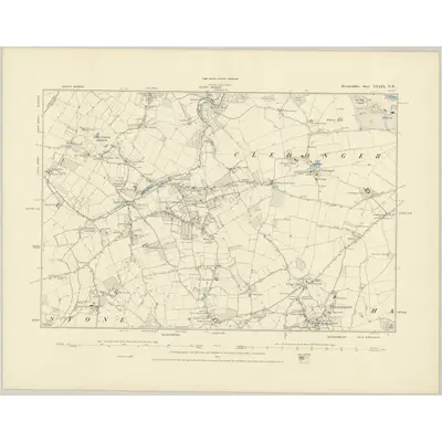 1886 Map of Herefordshire XXXIX.NW, 1887 Print