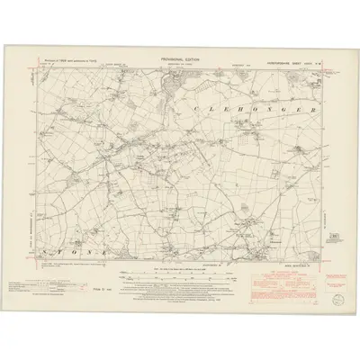 1945 Map of Herefordshire XXXIX.NW, 1953 Print