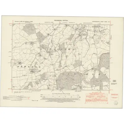 1945 Map of Herefordshire XXXIX.SE, 1952 Print