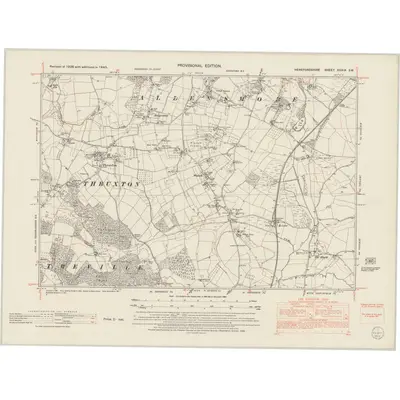 1945 Map of Herefordshire XXXIX.SW, 1953 Print