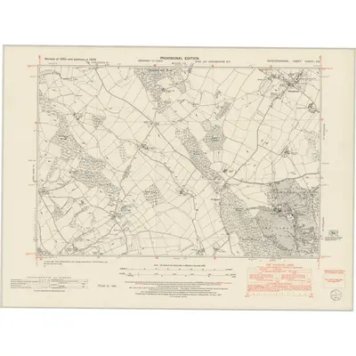 1945 Map of Herefordshire XXXVIII.SE, 1952 Print