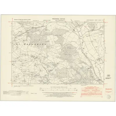 1945 Map of Herefordshire XXXVIII.SW, 1952 Print