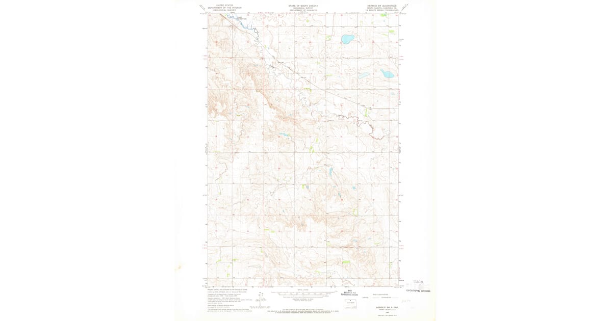 1965 Map of Herreid SW, Campbell County, SD — High-Res | Pastmaps
