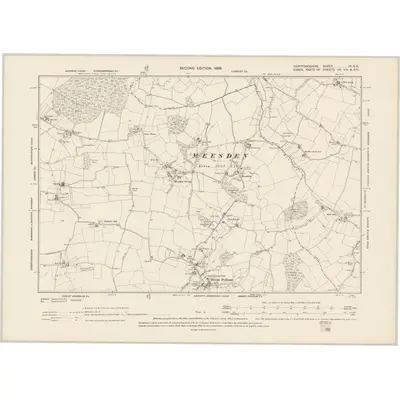 1896 Map of Hertfordshire IX.SE, 1899 Print