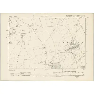 1896 Map of Hertfordshire V.SW, 1899 Print