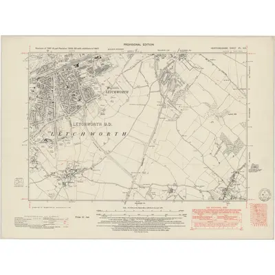 1947 Map of Hertfordshire VII.SE, 1950 Print