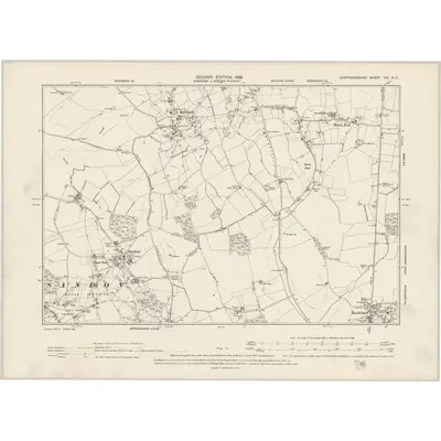 1896 Map of Hertfordshire VIII.NE, 1899 Print