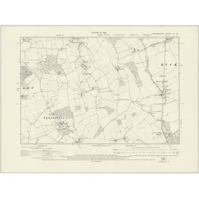 1922 Map of Hertfordshire VIII.SE, 1925 Print