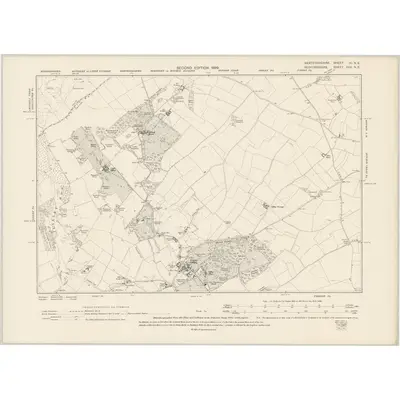 1896 Map of Hertfordshire XI.NE, 1899 Print