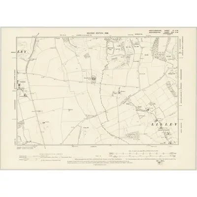 1897 Map of Hertfordshire XI.NW, 1899 Print