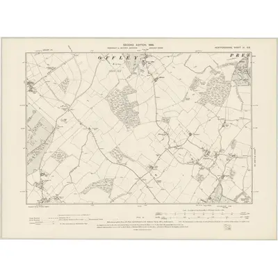 1896 Map of Hertfordshire XI.SE, 1899 Print