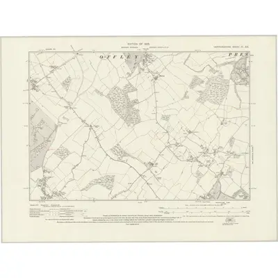 1922 Map of Hertfordshire XI.SE, 1925 Print