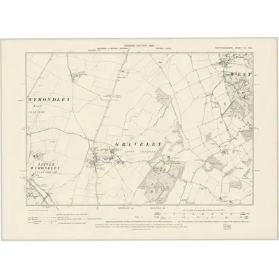 1896 Map of Hertfordshire XII.NE, 1899 Print