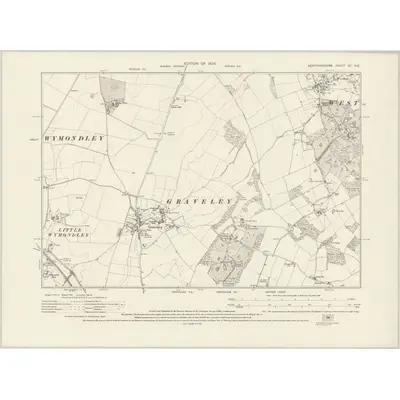 1922 Map of Hertfordshire XII.NE, 1924 Print