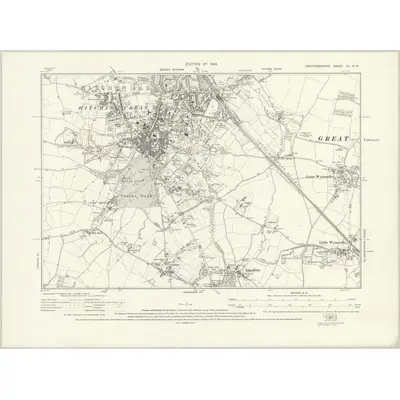 1922 Map of Hertfordshire XII.NW, 1925 Print