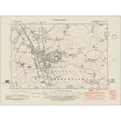 1946 Map of Hertfordshire XII.SE, 1948 Print