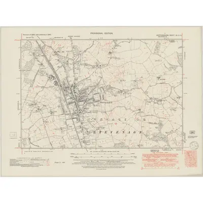 1947 Map of Hertfordshire XII.SE, 1950 Print
