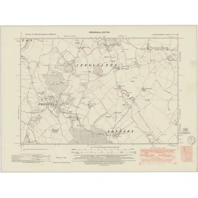 1946 Map of Hertfordshire XII.SW, 1950 Print