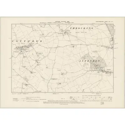 1896 Map of Hertfordshire XIII.NE, 1899 Print