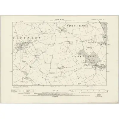 1922 Map of Hertfordshire XIII.NE, 1925 Print