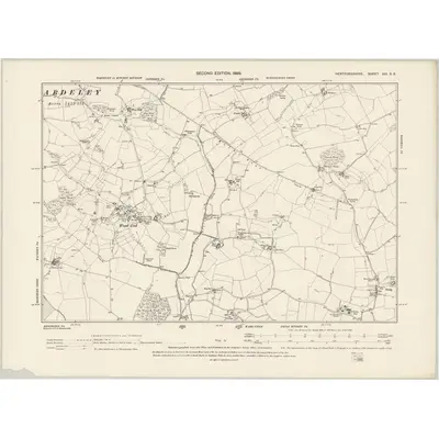 1896 Map of Hertfordshire XIII.SE, 1899 Print