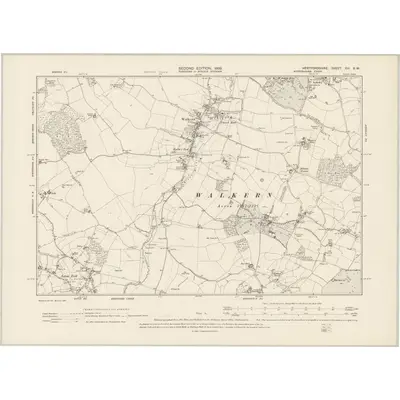 1896 Map of Hertfordshire XIII.SW, 1899 Print