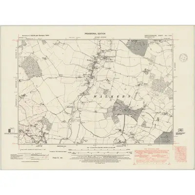 1946 Map of Hertfordshire XIII.SW, 1948 Print