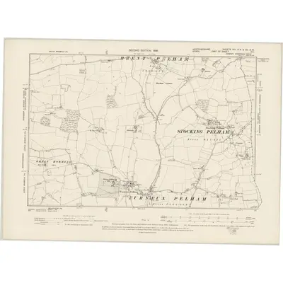 1896 Map of Hertfordshire XIV.NE & XV.NW, 1899 Print