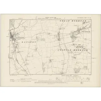 1896 Map of Hertfordshire XIV.NW, 1899 Print