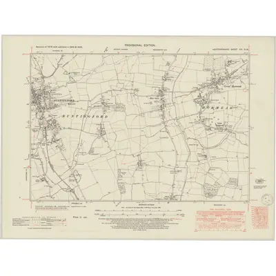 1946 Map of Hertfordshire XIV.NW, 1950 Print