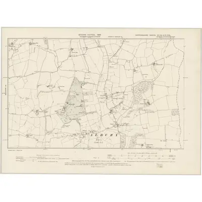1896 Map of Hertfordshire XIV.SE, 1899 Print