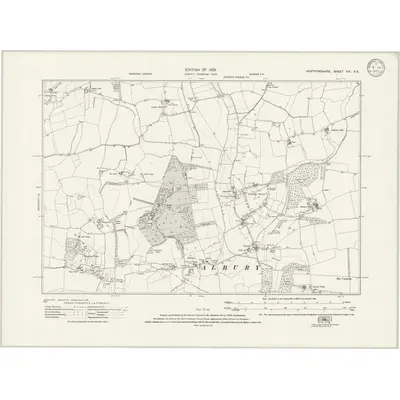 1919 Map of Hertfordshire XIV.SE, 1923 Print