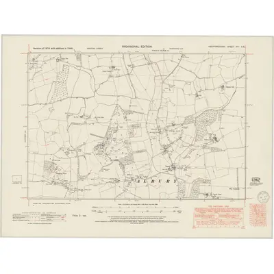 1946 Map of Hertfordshire XIV.SE, 1950 Print