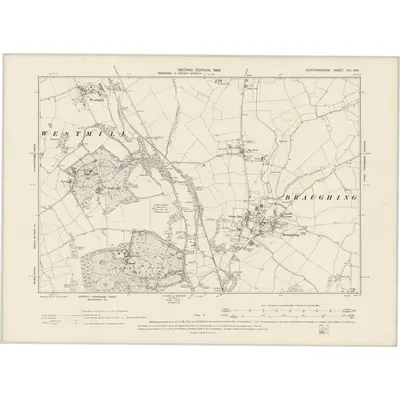 1896 Map of Hertfordshire XIV.SW, 1899 Print