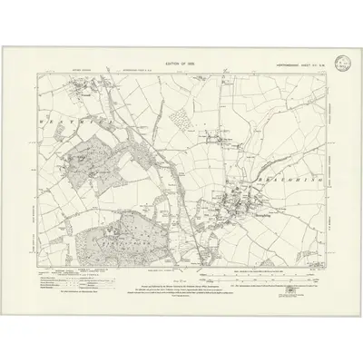 1919 Map of Hertfordshire XIV.SW, 1923 Print