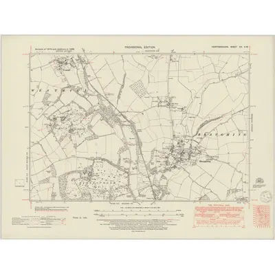 1946 Map of Hertfordshire XIV.SW, 1950 Print