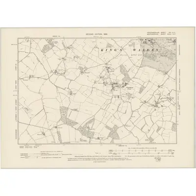 1897 Map of Hertfordshire XIX.NE, 1899 Print
