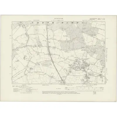 1912 Map of Hertfordshire XL.NE, 1919 Print