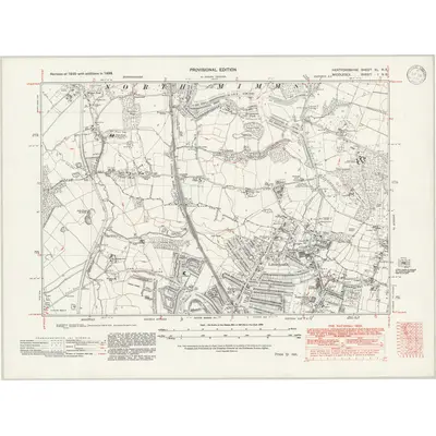 1938 Map of Hertfordshire XL.NE, 1946 Print