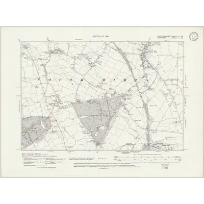 1913 Map of Hertfordshire XL.SE, 1919 Print