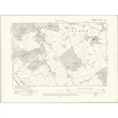 1913 Map of Hertfordshire XL.SW, 1916 Print