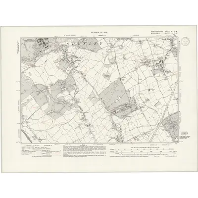 1935 Map of Hertfordshire XL.SW, 1938 Print