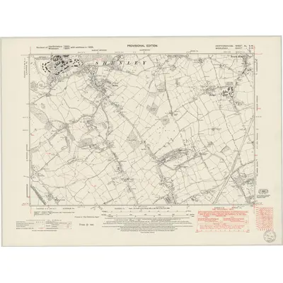 1938 Map of Hertfordshire XL.SW, 1949 Print
