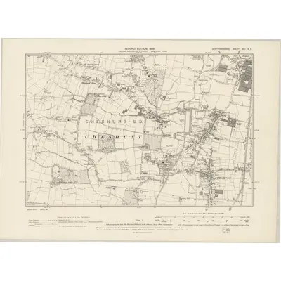 1896 Map of Hertfordshire XLI.NE, 1899 Print